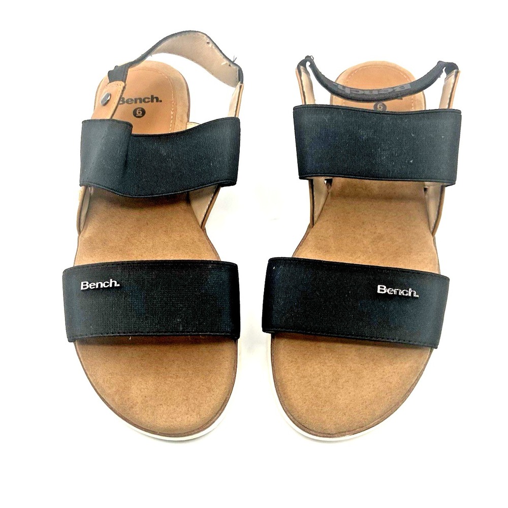 Bench Black Elasticized Platform Footbed Sandal
